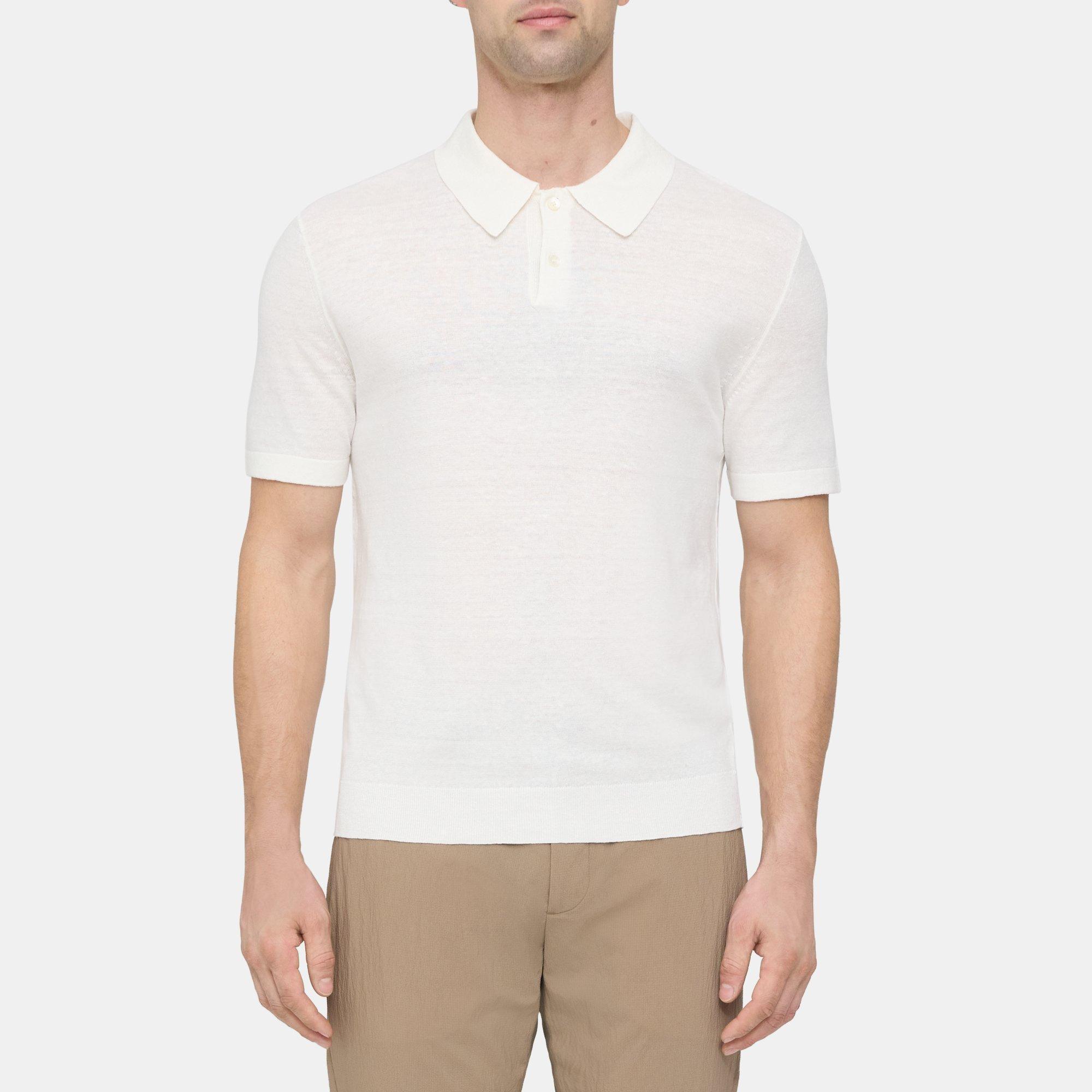 Linen-Blend Polo Shirt | Theory Outlet Product Image