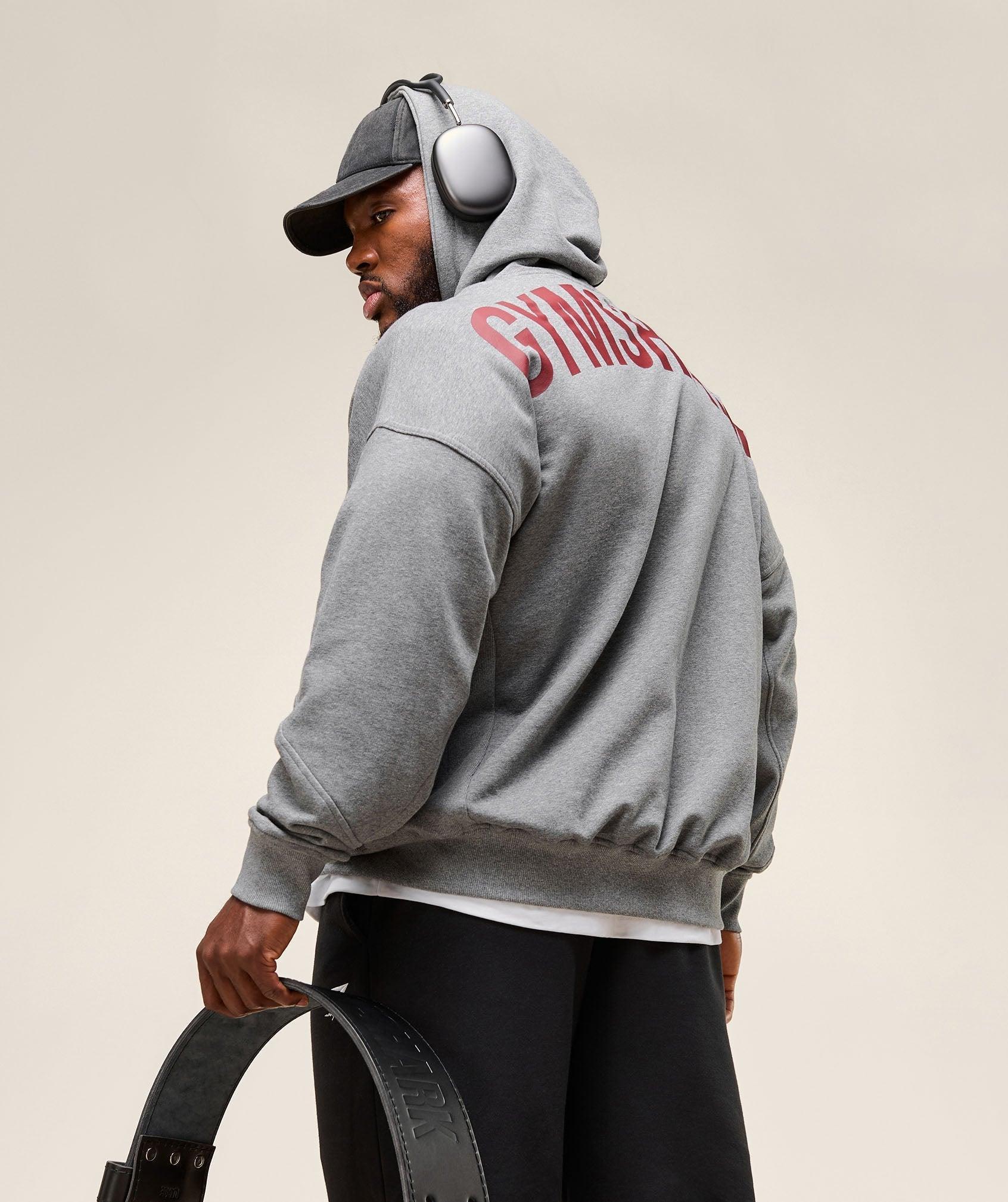 Gymshark Power Zip Up Hoodie - Charcoal Core Marl Male Product Image