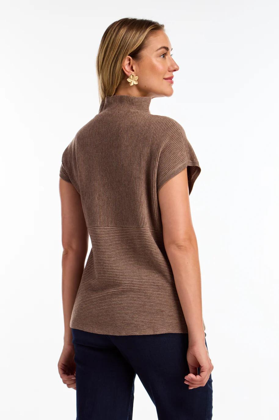 Ottoman Cap Sleeve Rib Knit  Sweater Product Image