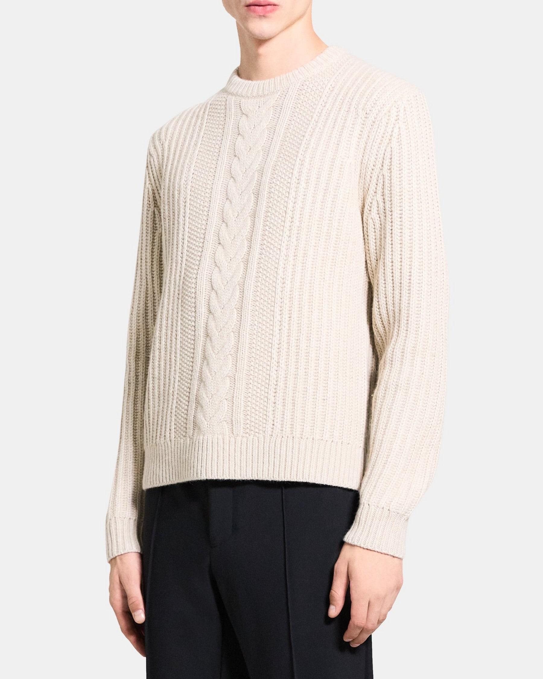 Crewneck Sweater in Cable Knit Product Image