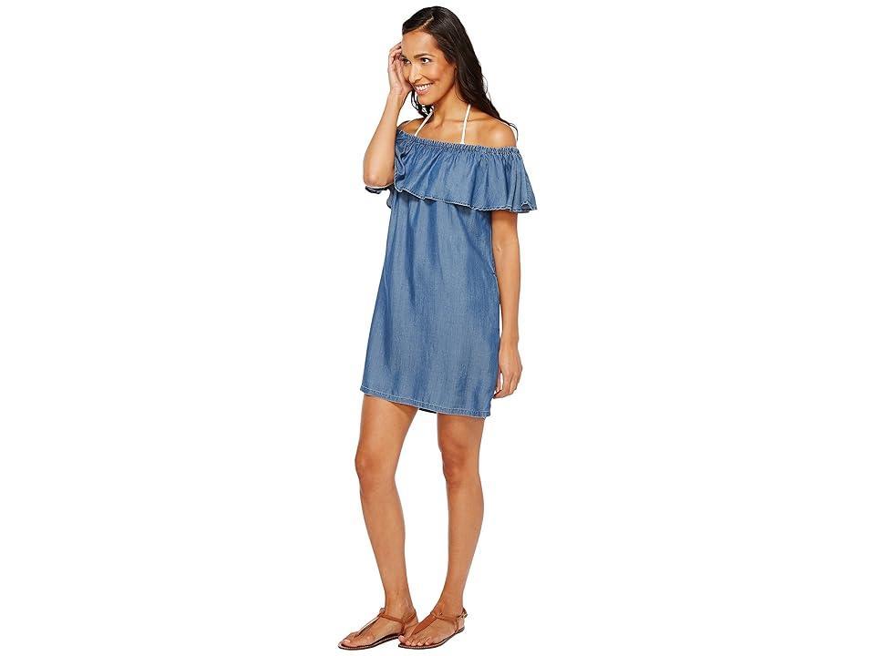 Tommy Bahama Chambray Off the Shoulder Dress Cover-Up (Chambray) Women's Swimwear Product Image