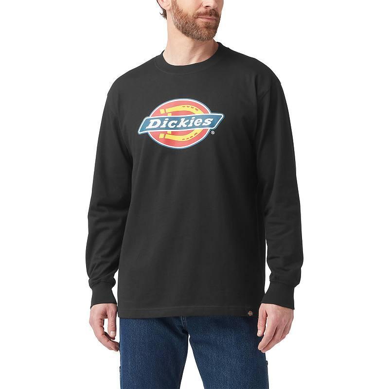 Men's Dickies Long Sleeve Tri-Color Logo Graphic Tee, Size: Medium, White Product Image