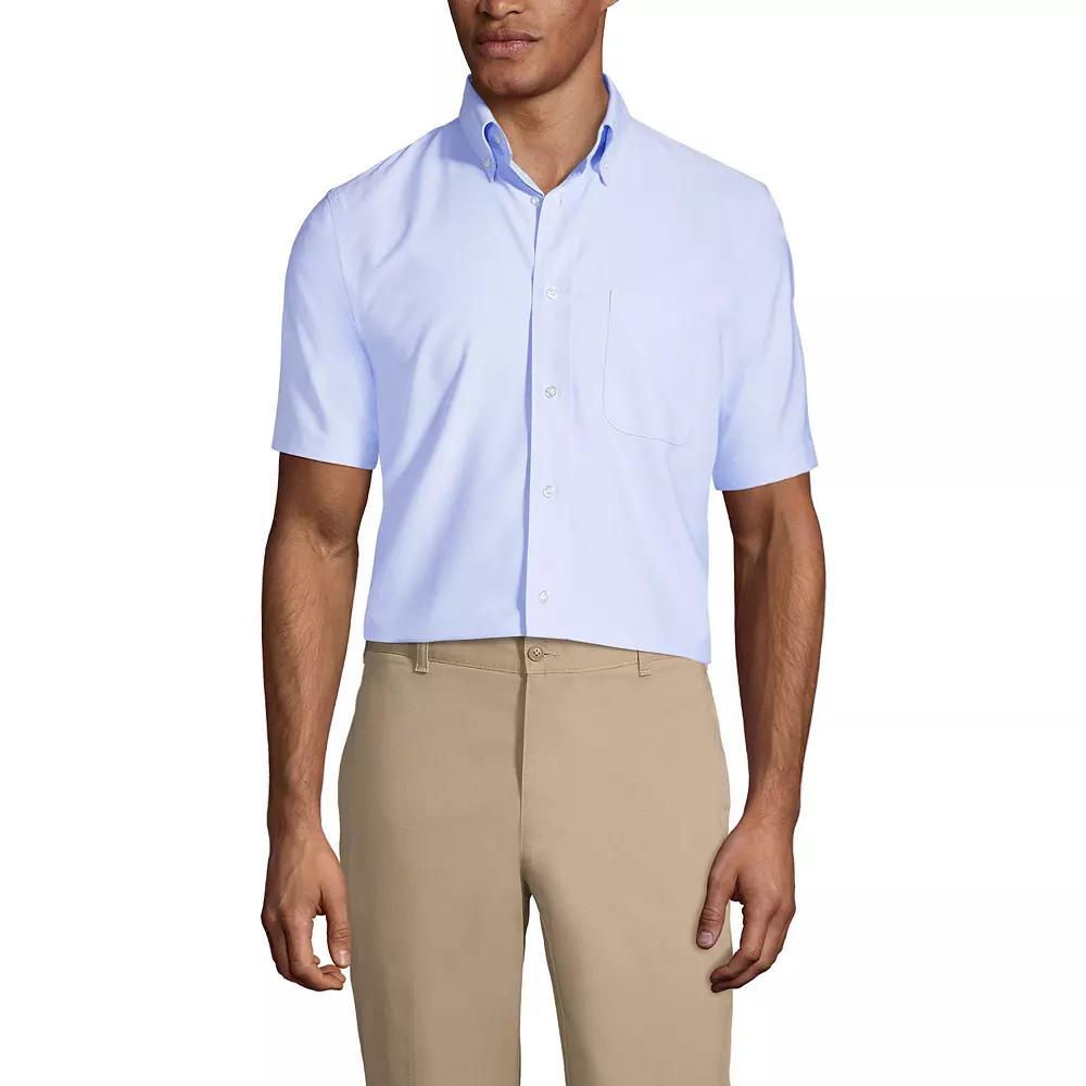 Men's Lands' End School Uniform Short Sleeve Oxford Dress Shirt,  Product Image