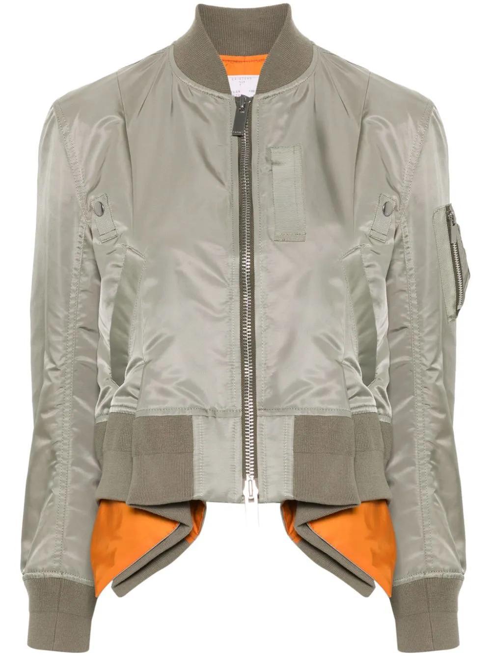 SACAI Gabardine-weave Bomber Jacket In Green Product Image