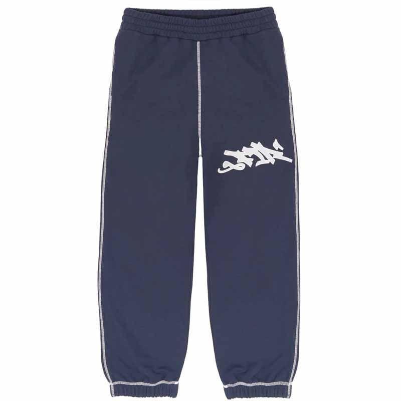 Print Contrast Stitched Zip-Up Hoodie / Elastic Waist Harem Sweatpants Product Image