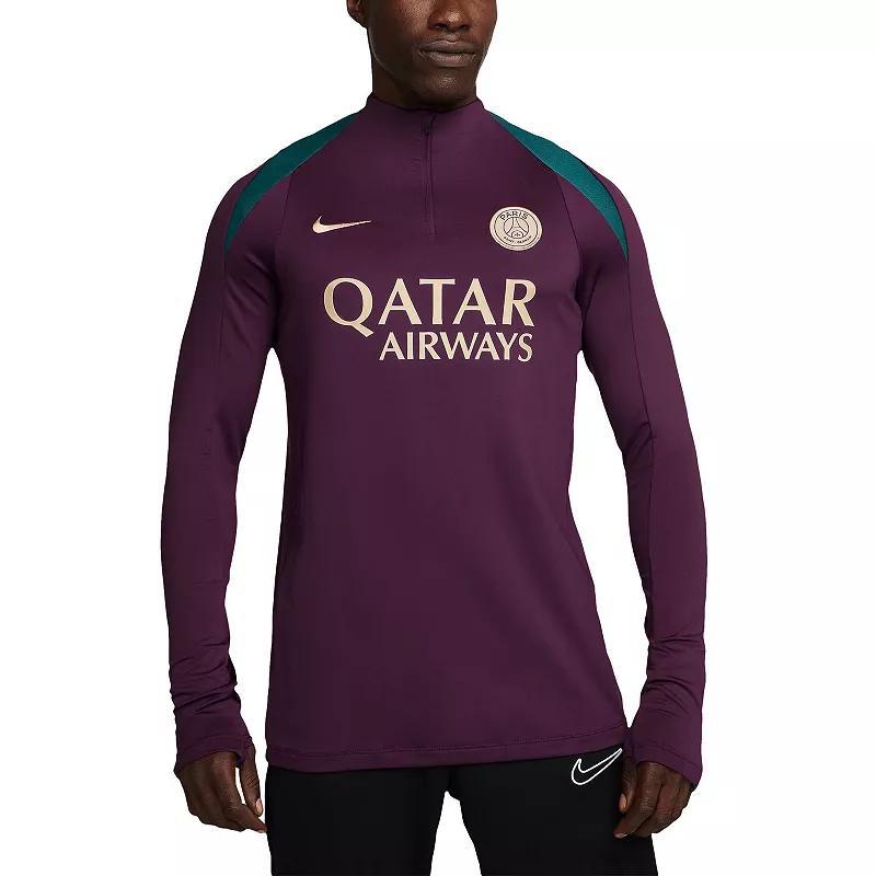 Men's Nike Burgundy Paris Saint-Germain 2024/25 Strike Drill Performance Quarter-Zip Long Sleeve Top,  Product Image