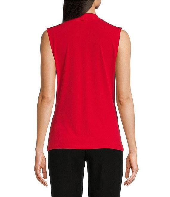Calvin Klein Matte Jersey V-Neck Shoulder Pleat Sleeveless Top Product Image