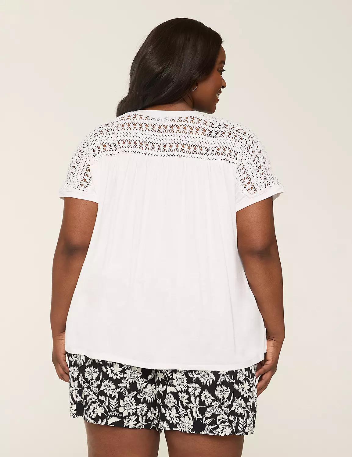 Crochet-Yoke Dolman-Sleeve Top Product Image