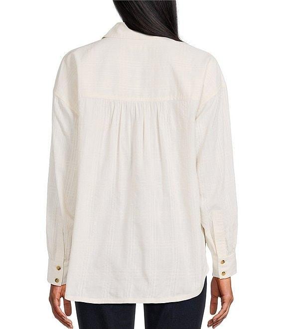 Westbound Woven Collared Oversized Long Sleeve Top Product Image