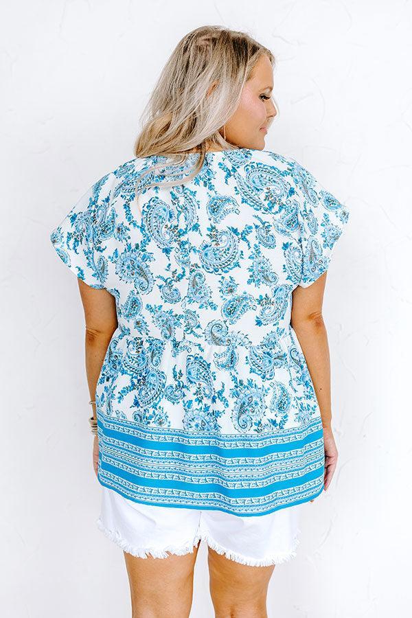 Blossom Boulevard Babydoll Top In Blue Curves Product Image