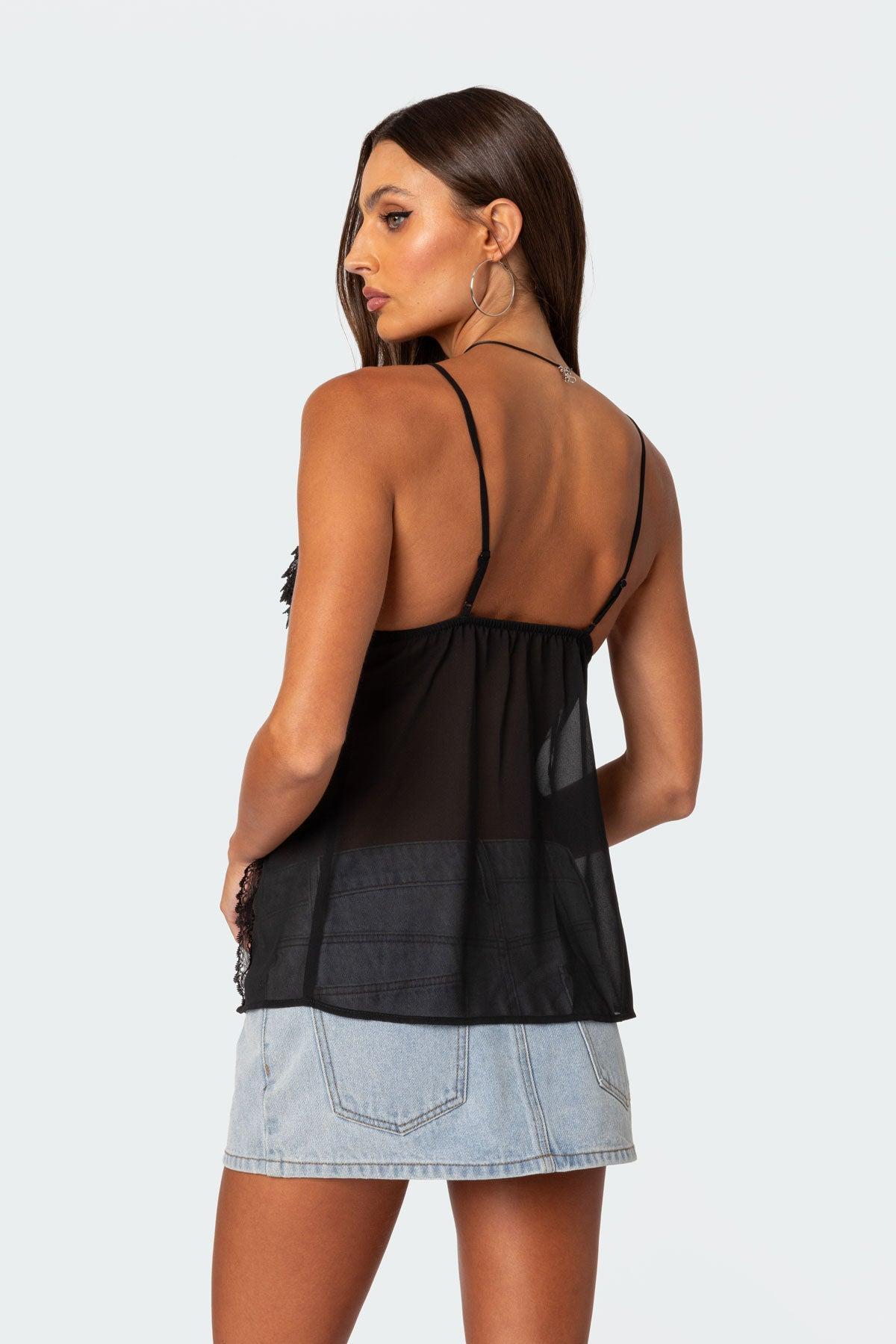Linette Lacey Sheer Split Front Top Product Image