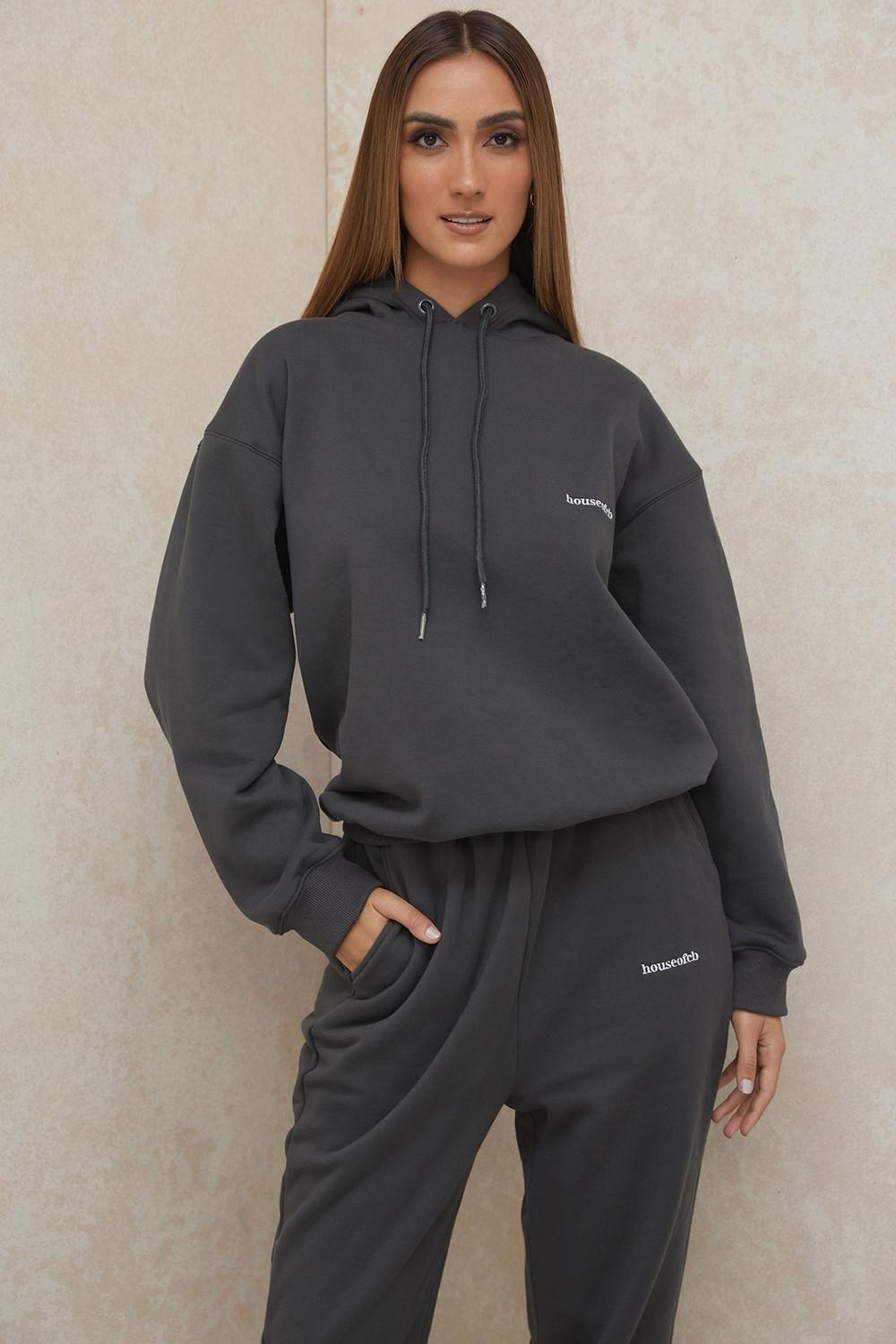 Halo  charcoal cotton fleece-back oversized hoodie Product Image