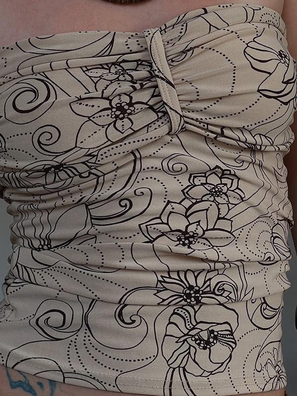 Retro Printed Strapless Bandeau Top Product Image