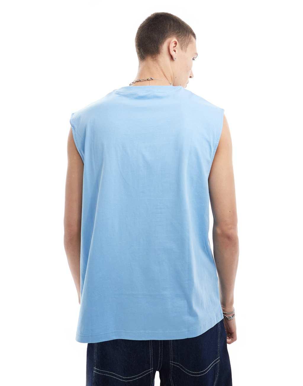 Calvin Klein Jeans monologo sleeveless T-shirt in blue Product Image