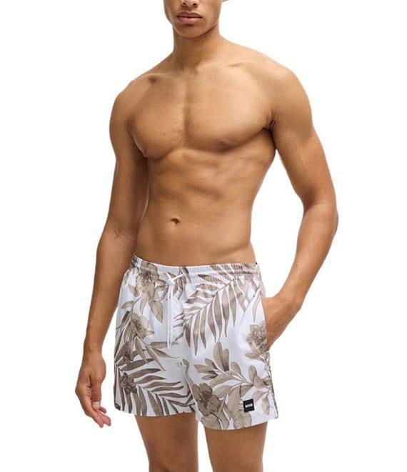 Hugo Boss Piranha Tropical Printed 5#double; Inseam Swim Trunks Product Image