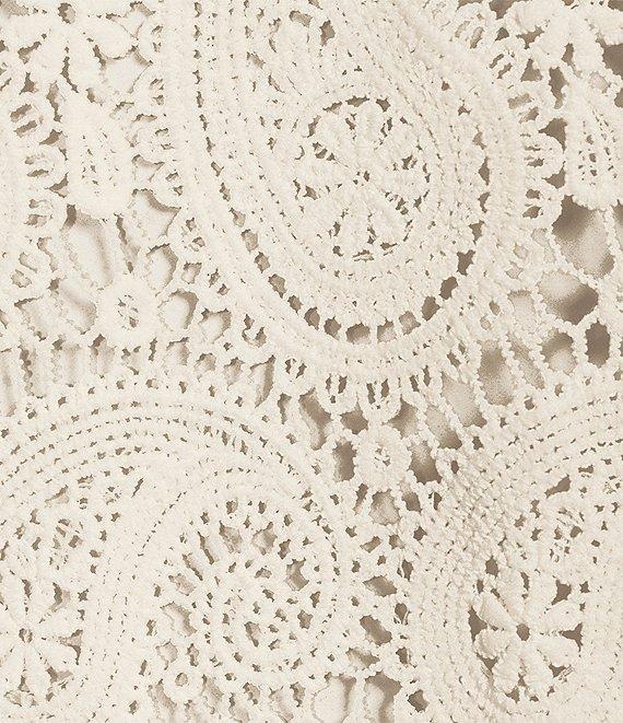 Evolutionary Collared Long Sleeve Paisley Crochet Button Front Top Product Image