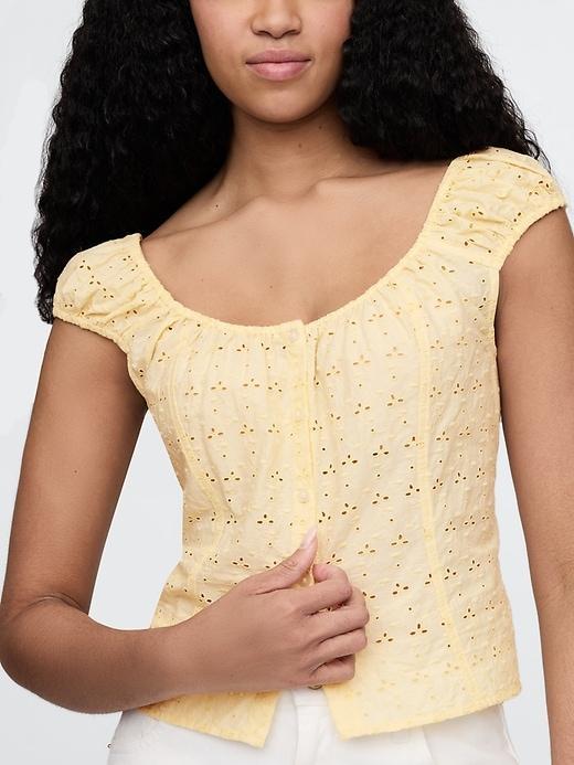 Cap-Sleeve Eyelet Top Product Image