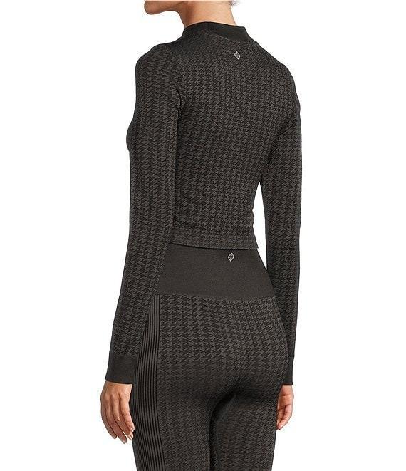 Antonio Melani Active Seamless Houndstooth Mock Neck Long Sleeve Coordinating Cropped Top Product Image