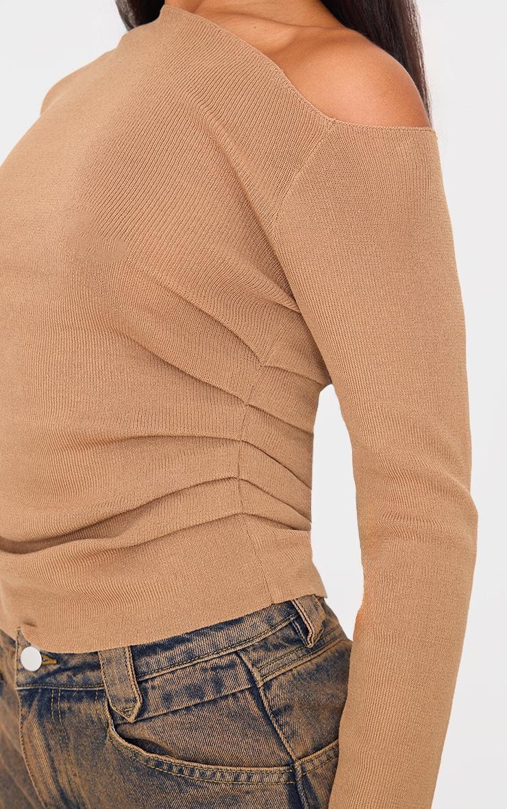 Taupe Fine Knit Asymmetric Top Product Image