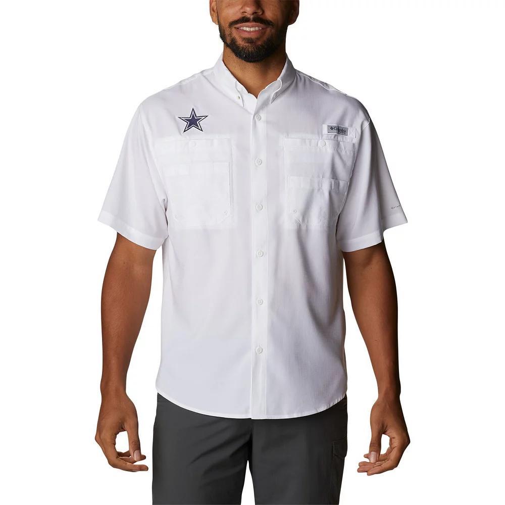 Men's Columbia White Dallas Cowboys Tamiami Omni-Shade Button-Down Short Sleeve Shirt, Size: LT Product Image