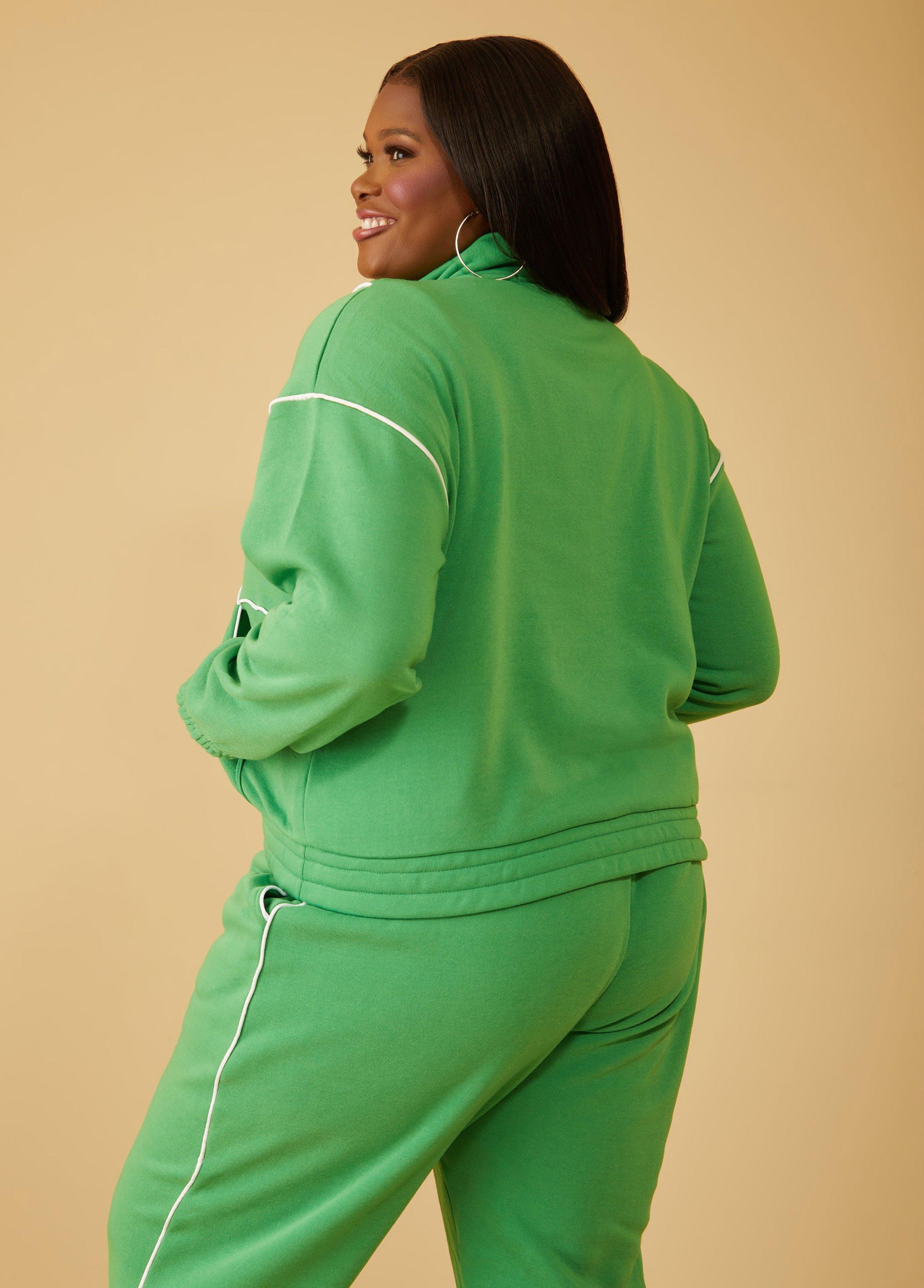 Plus Size Piped Fleece Pullover Ashley Stewart Product Image