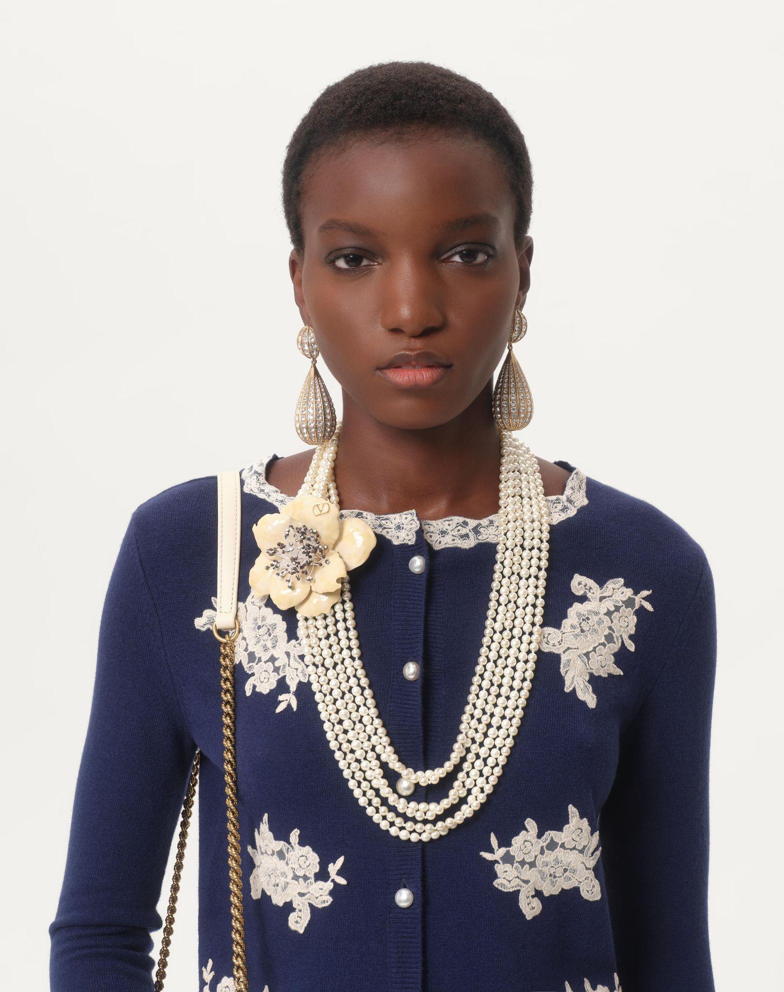 Embroidered Cardigan With Lace Inserts Product Image