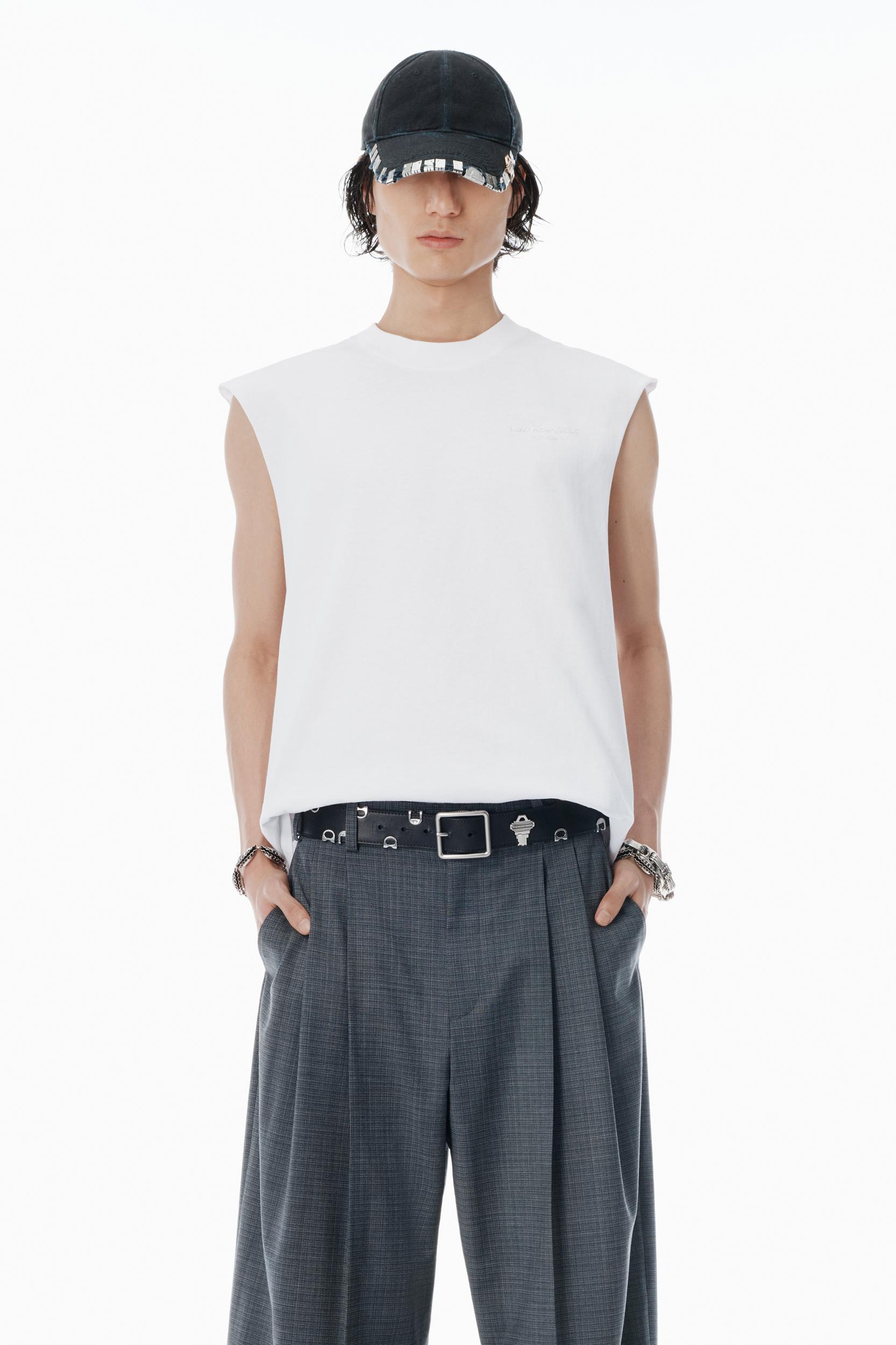 White Vintage Fade-effect Muscle Tank Product Image