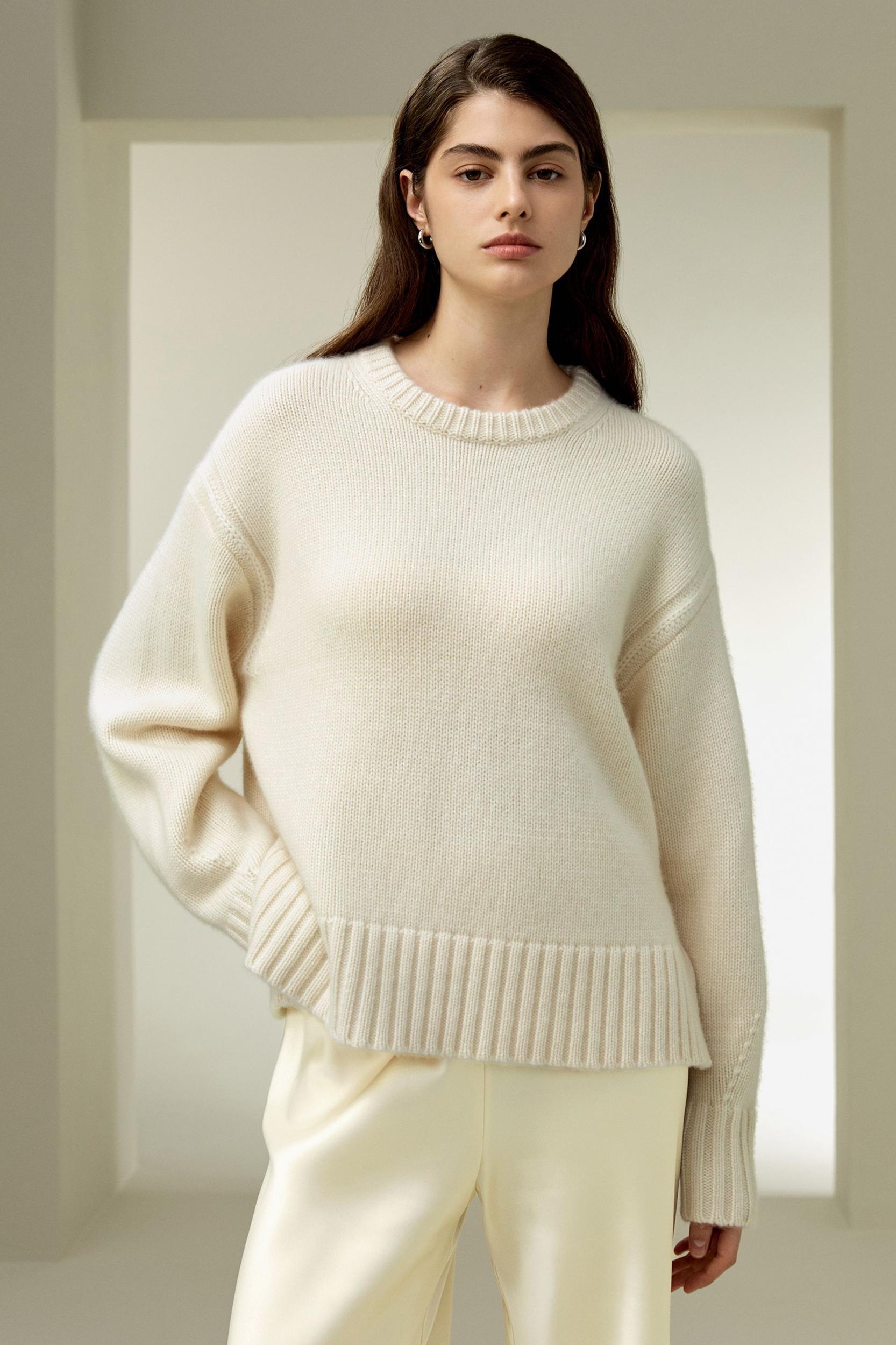 Boxy Crewneck Cashmere Sweater Product Image