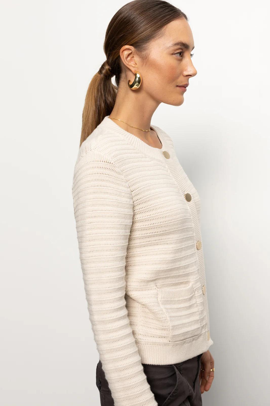 Pointelle Knitted Jacket - Oat Product Image