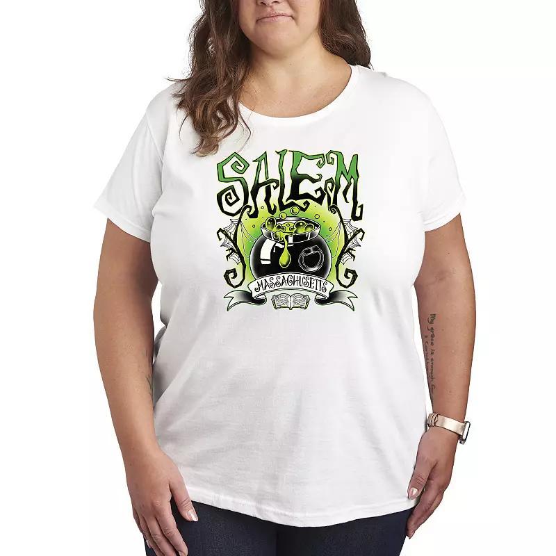 Plus Size Salem Witchy Collegiate Graphic Tee, Women's, Size: 3XL, Grey Gray Product Image