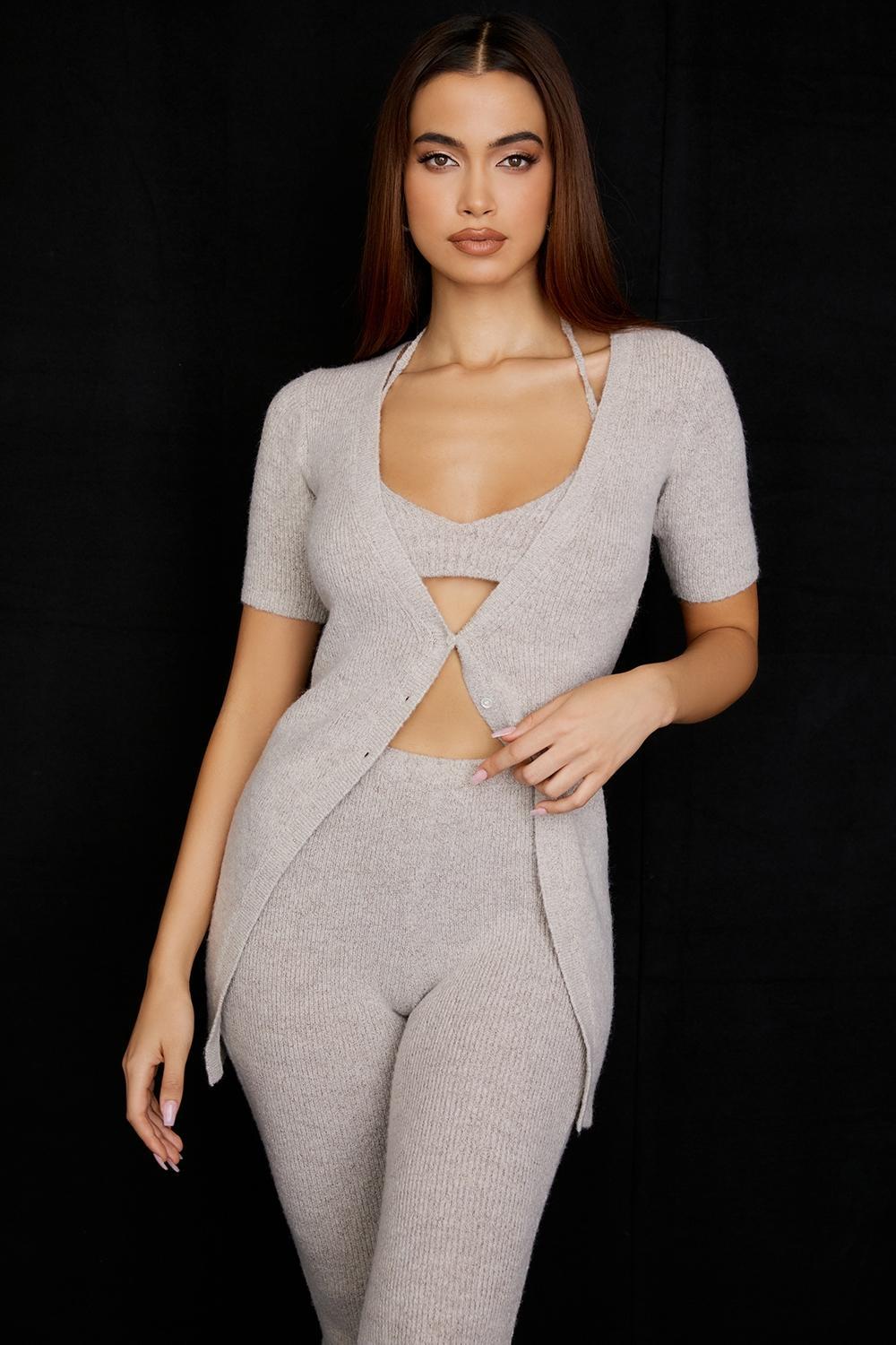 Opal  oatmeal ribbed knit cardigan - sale Product Image