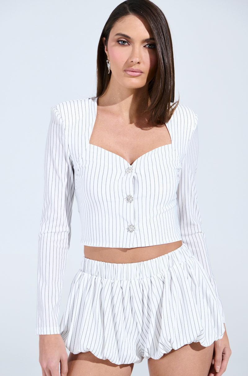 GIMME LOVE STRIPE BUTTON DOWN BLOUSE Product Image