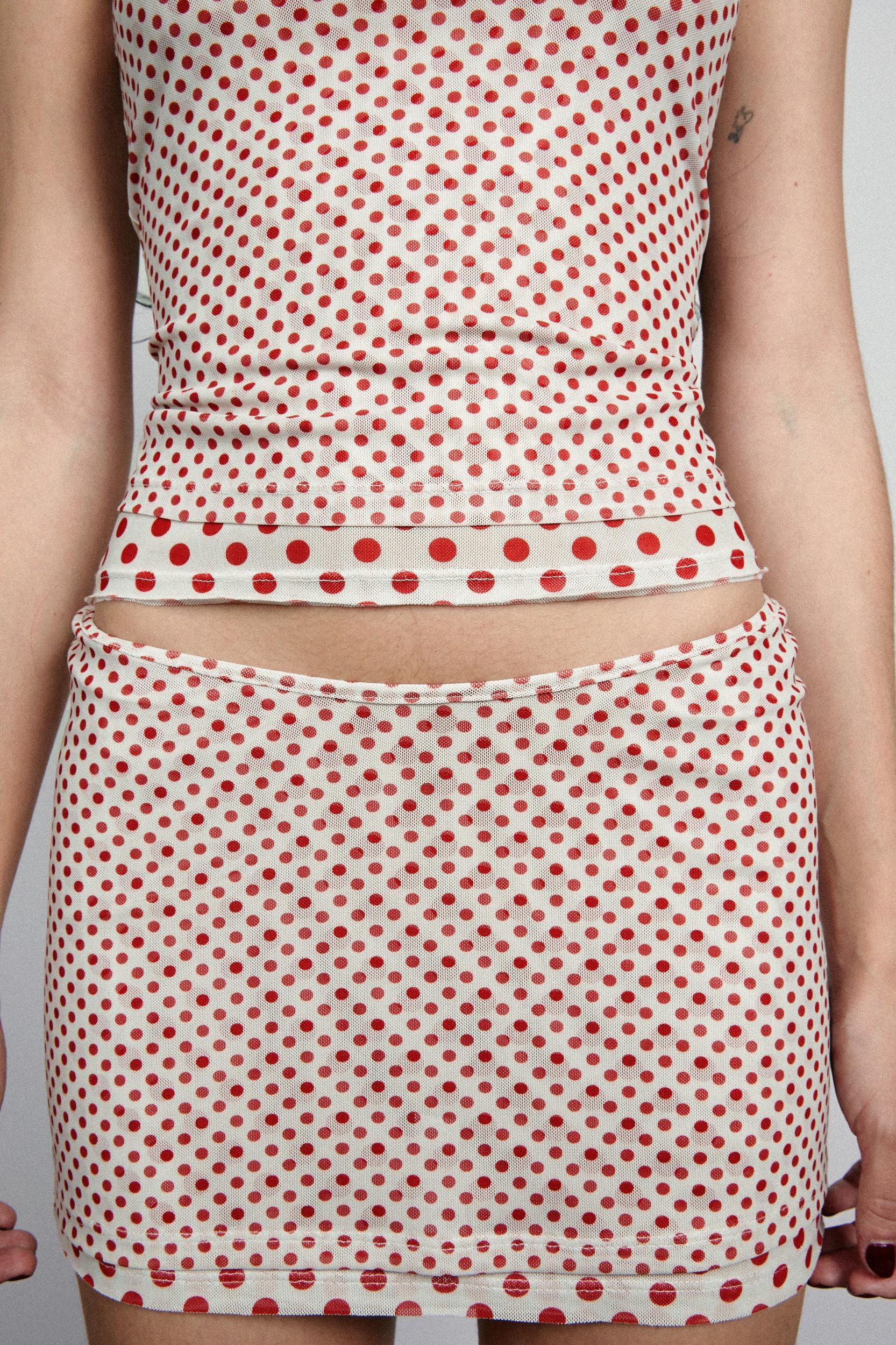 MESH MINI TEE - WHITE POLKA DOT Product Image