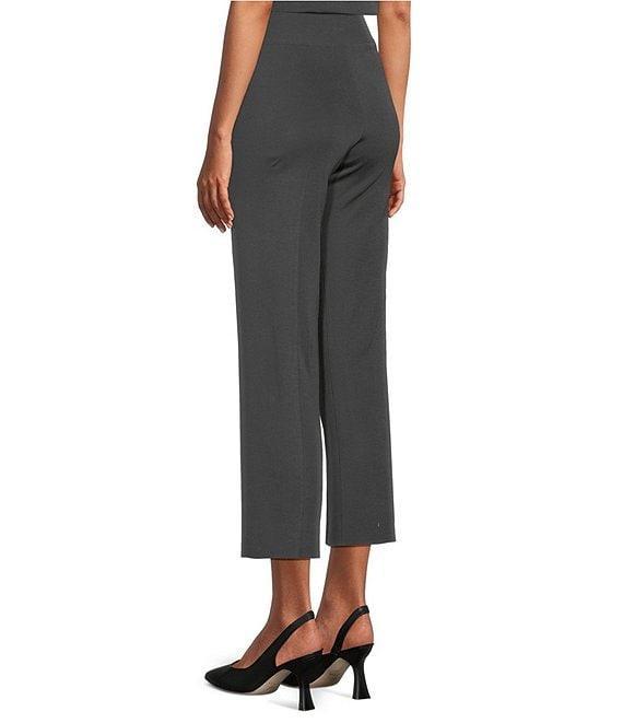 Ming Wang Woven Slim Straight Leg Elastic Waist Cropped Pull-On Pants Product Image