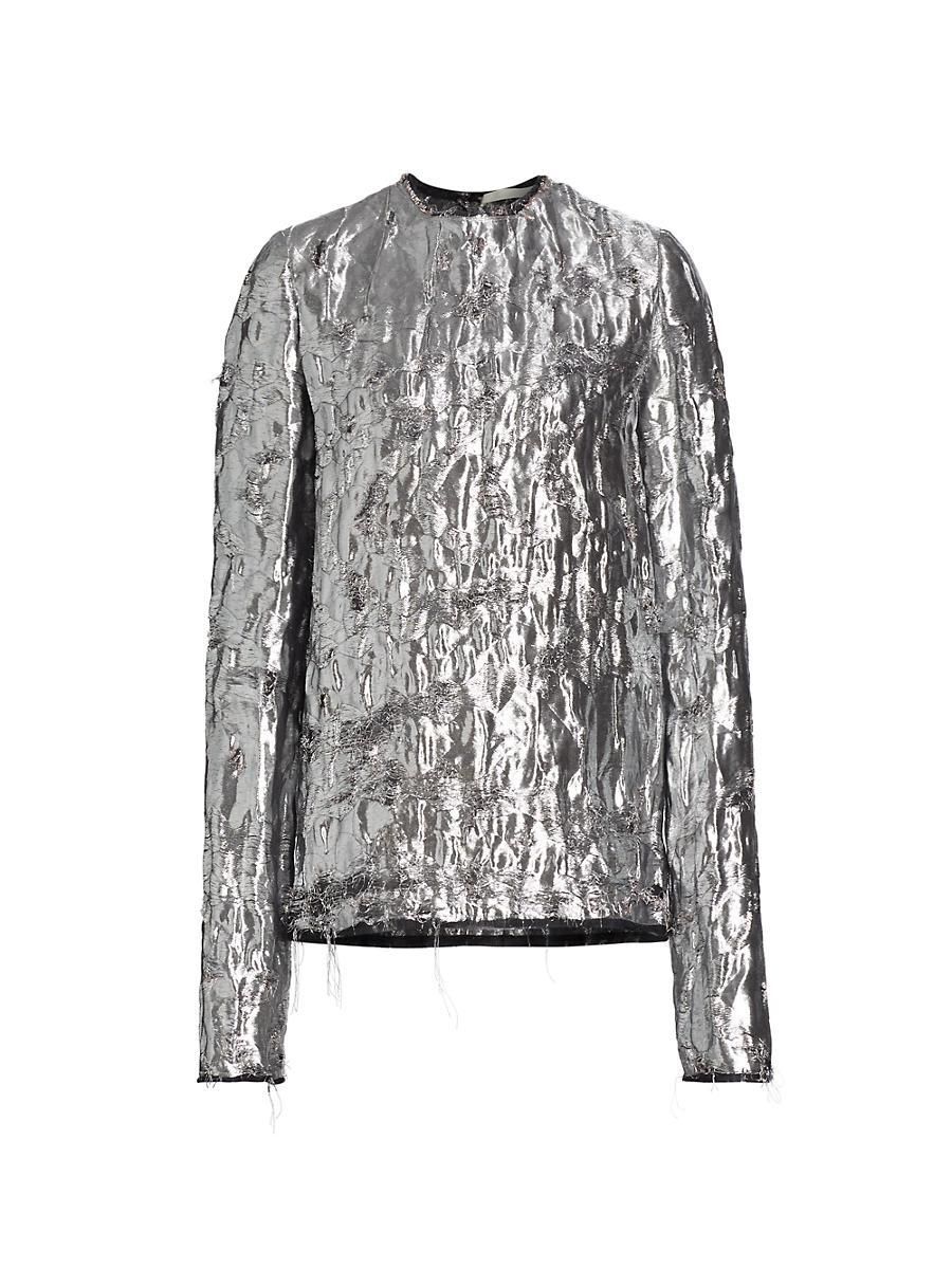 Womens Metallic Cloque Top Product Image