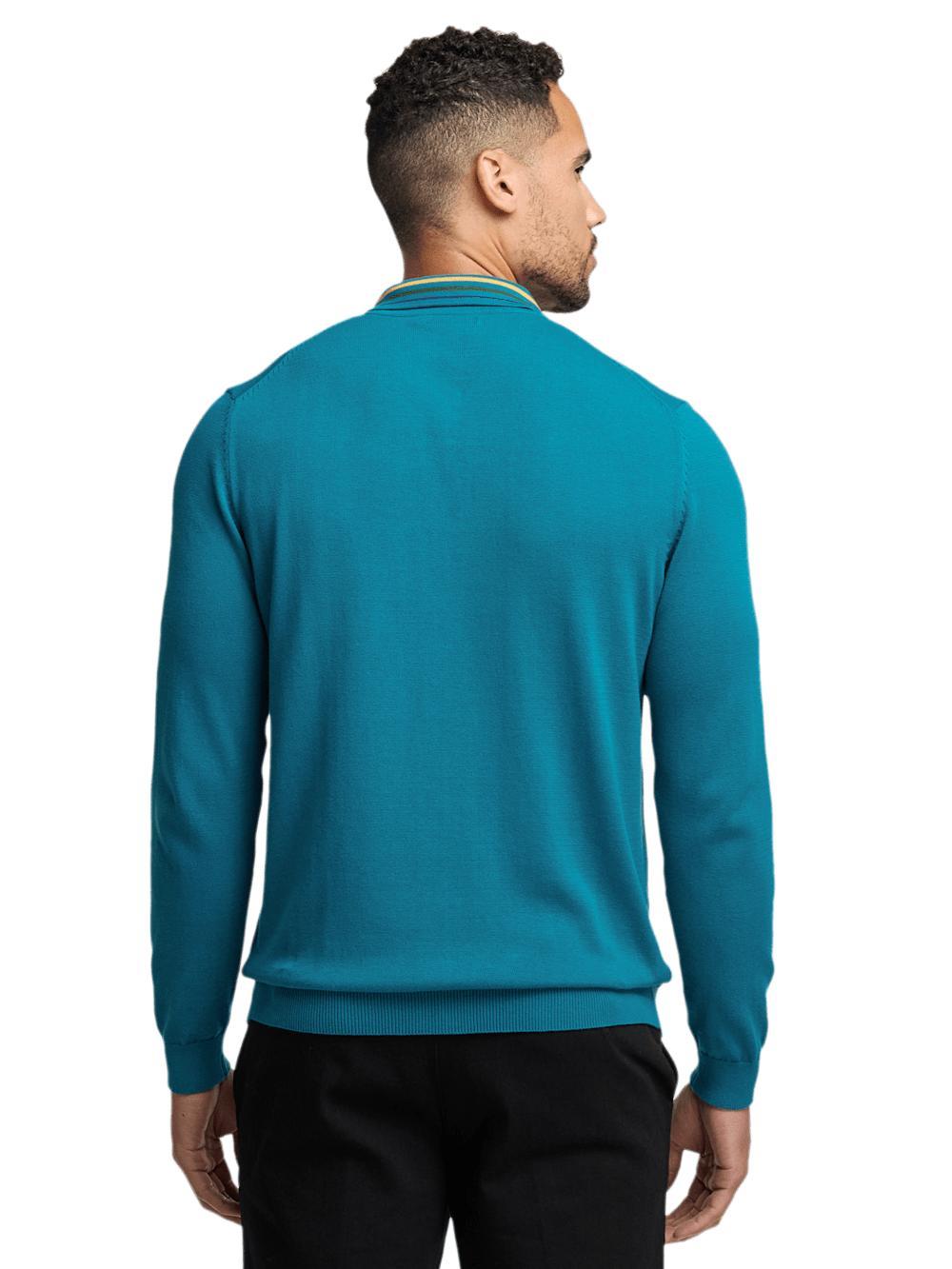 Cotton Full Zip Polo - Teal Product Image