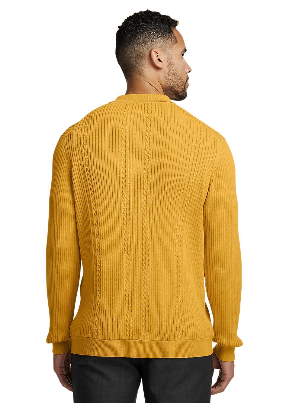 Cotton Three Button Polo - Gold Product Image