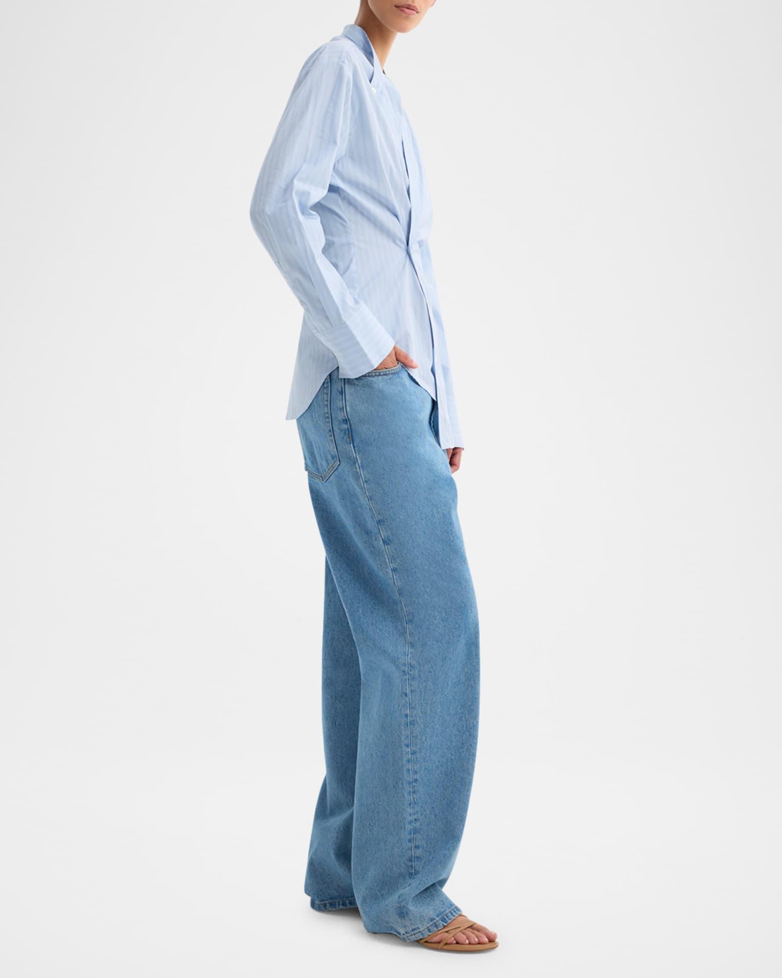 Stripe Long-Sleeve Overlap Shirt Product Image