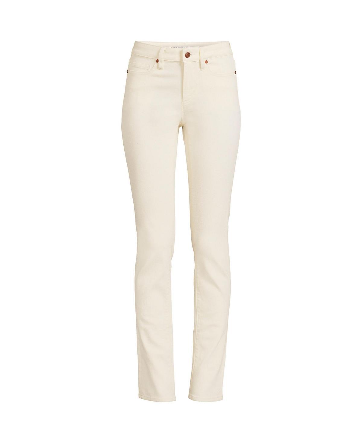 Women's Tall Lands' End Denim Mid Rise Straight Leg Jeans, Size: 12 34 Tall, Natural Product Image