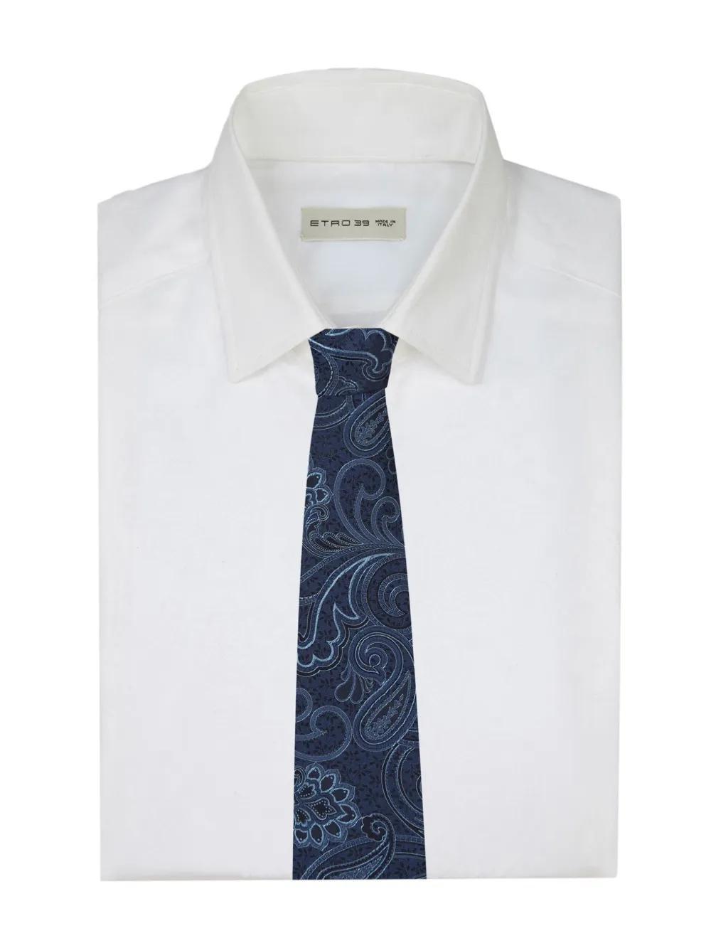 ETRO Paisley-jacquard Silk Tie In Blue Product Image