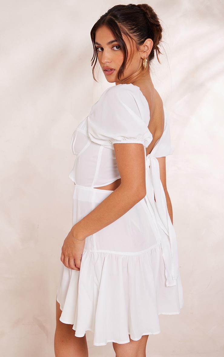 White Cut Out Underwired Frill Shift Dress Product Image