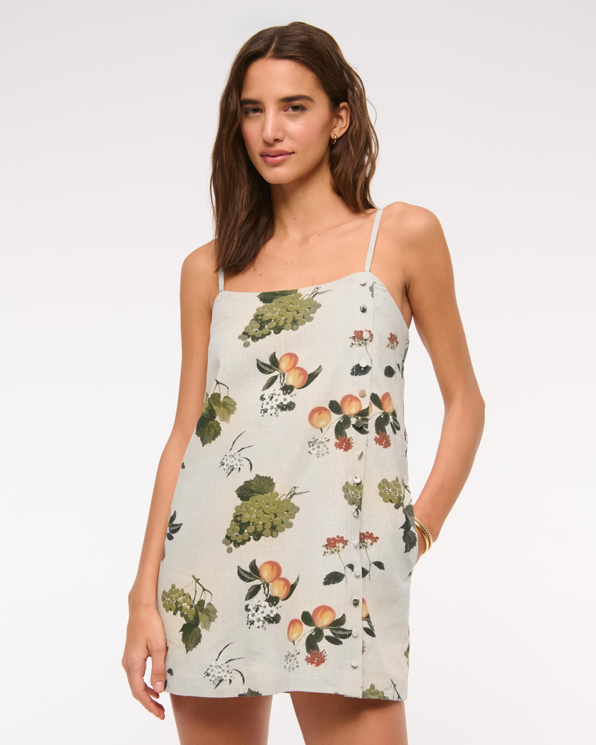 Linen-Blend Button Skort Product Image