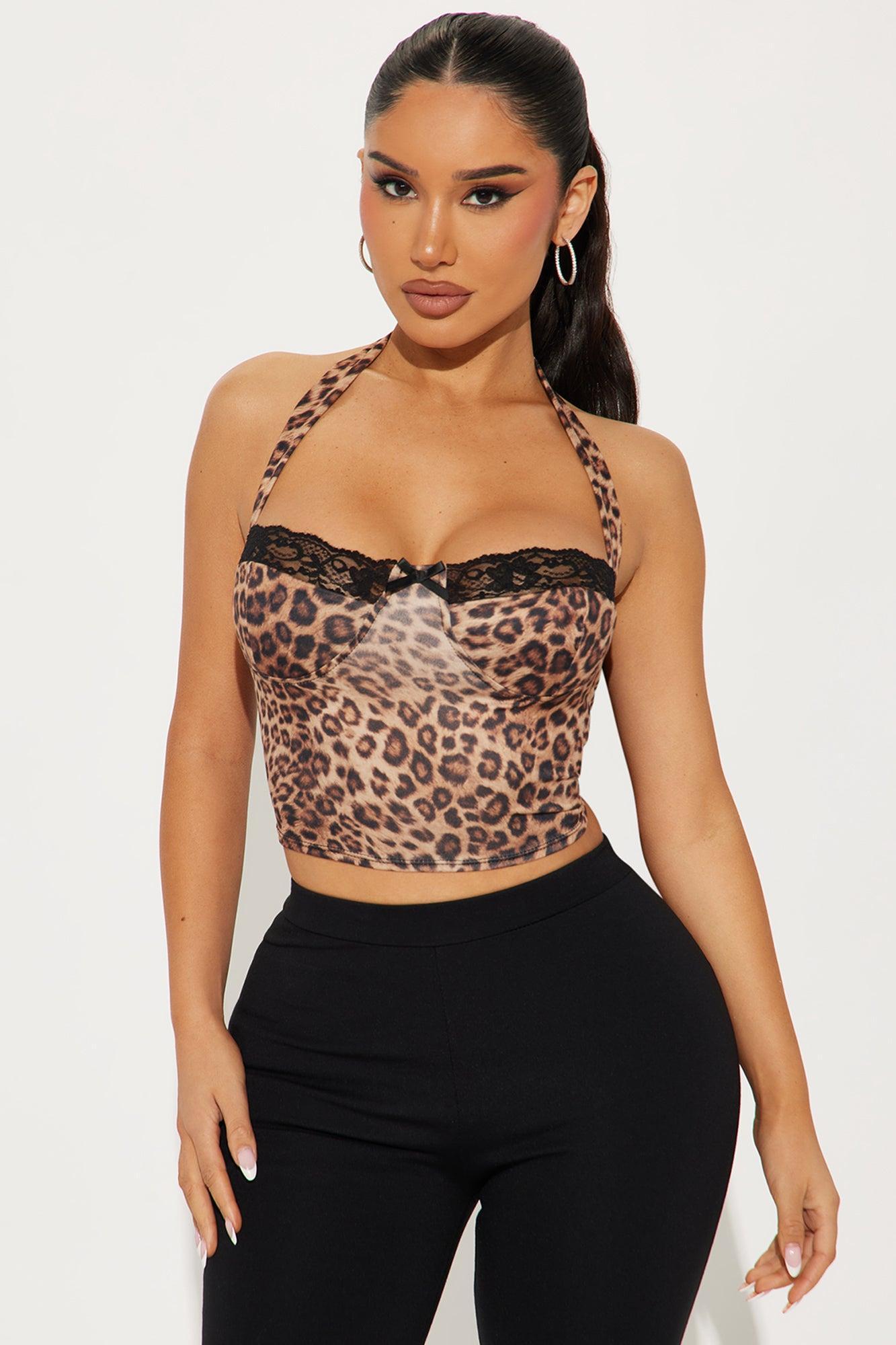 Speed Up Leopard Halter Top - Leopard Product Image