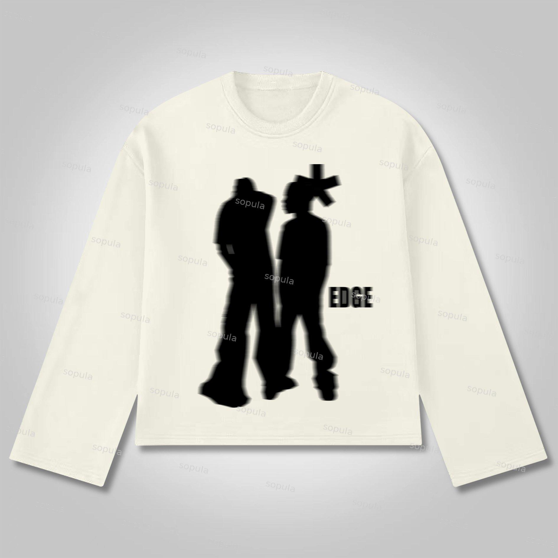 Sopula Street Portrait Edge Graphic Print Cotton Long Sleeve T-shirt Product Image