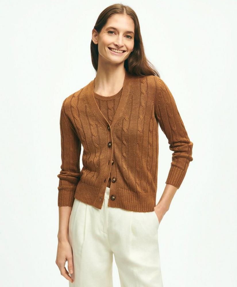 Cable Knit Cardigan In Linen Product Image