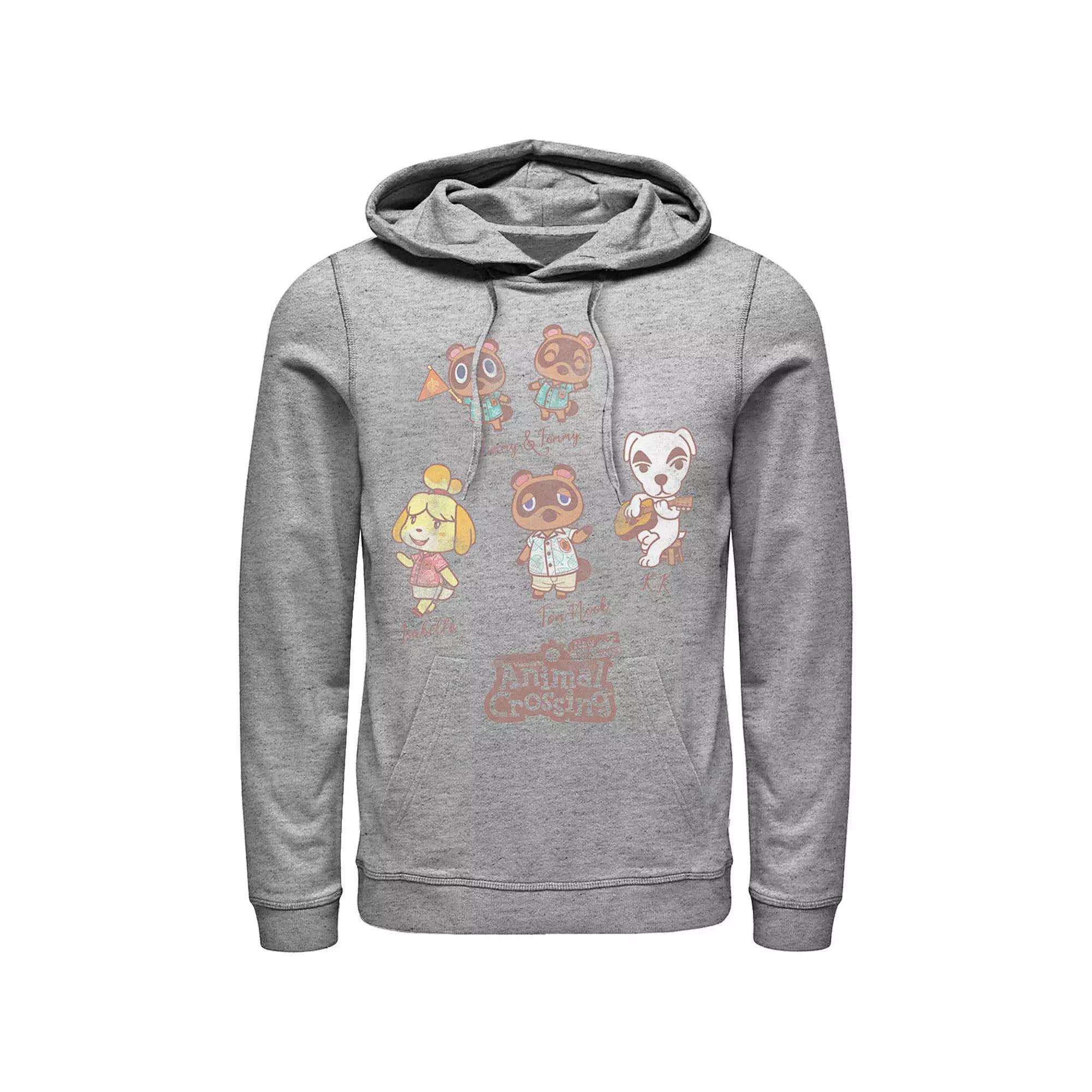 Men's Nintendo Character Textbook Group Shot Text Hoodie, Size: 3XL, Athletic Grey Product Image