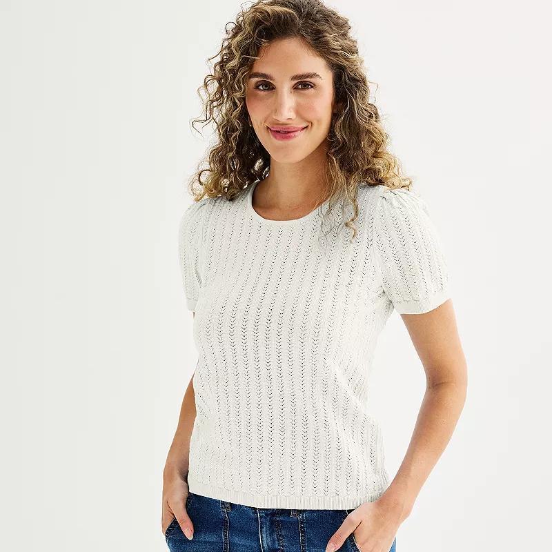 Womens Draper James Short Sleeve Pointelle Sweater Product Image