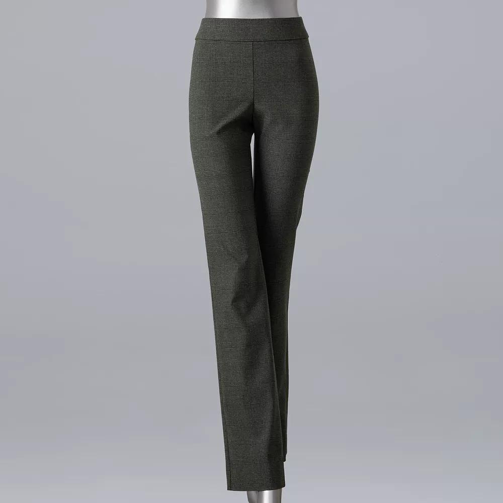 Women's Simply Vera Vera Wang Modern-Fit Bootcut Pants, Size: XXL, Drk Grey Plaid Product Image