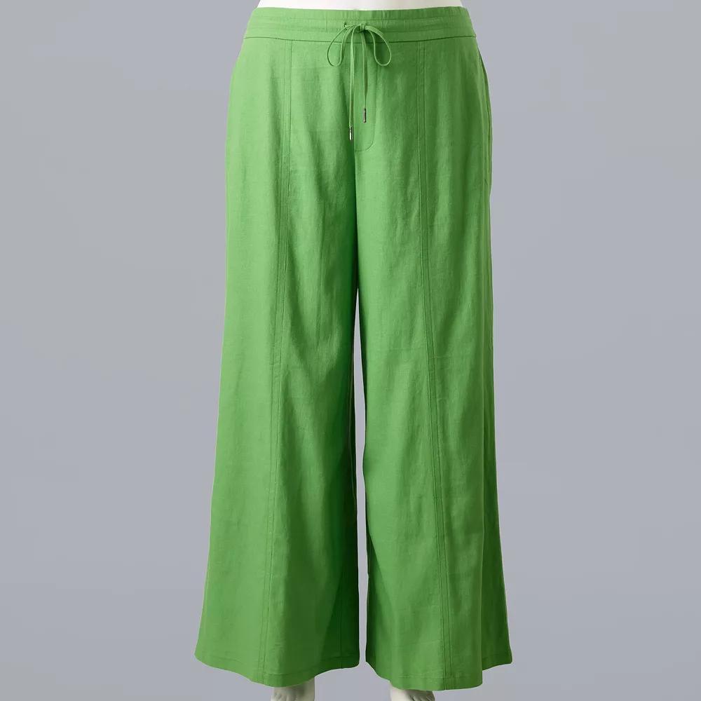 Plus Size Simply Vera Vera Wang Wide Leg Linen Pants, Women's, Size: 3XL, Autumn Fern Product Image