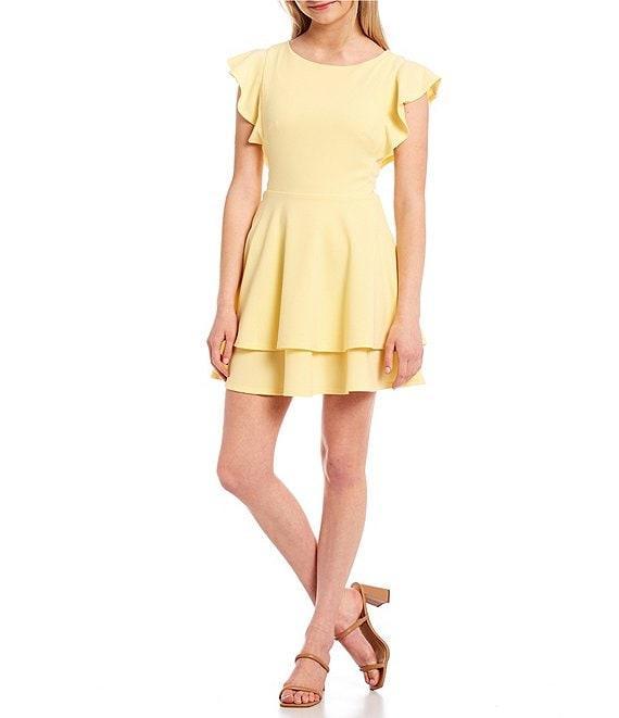 Midnight Doll Flutter Sleeve Double-Hem Fit & Flare Dress Product Image